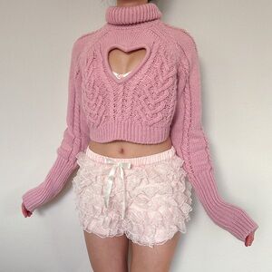 For Love and Lemons Vera Sweater Pink XS